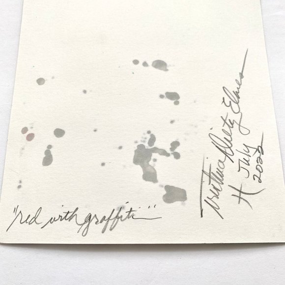 Red with Graffiti - Original Wall Art Handmade Mixed Media Painting 8"x10" - Picture 5 of 6